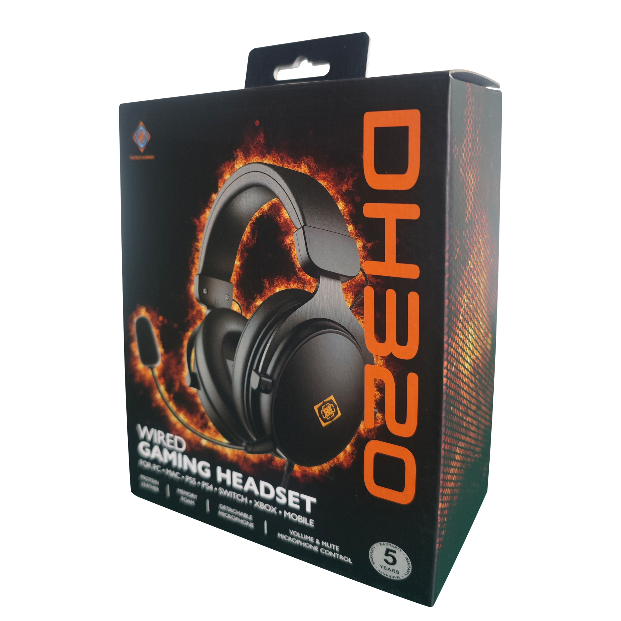 Deltaco GAM-190 Gaming Headset Kabelgebunden 3,5 mm Klinke Boom-Mikrofon Proteinleder Schwarz