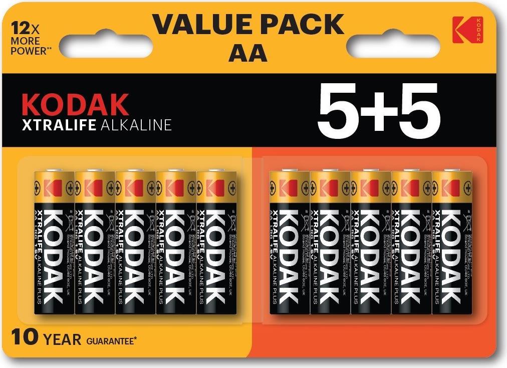 Kodak XTRALIFE Alkaline AA Battery 10 (5+5 pack) (30423459)