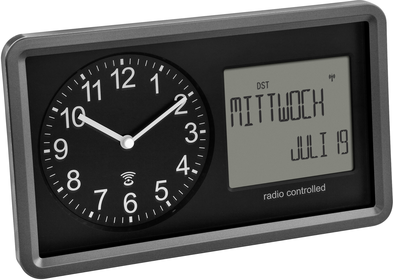 TFA Dostmann 60.3552.01 Funk Funkuhr 254 mm x 44 mm x 152 mm Schwarz (60.3552.01)