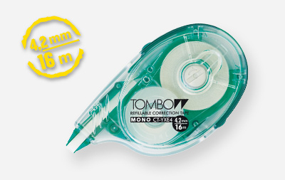 Tombow MONO YX Korrekturroller 4,2 mm x 16 m nachfüllbar, Grün Transparent Weiß