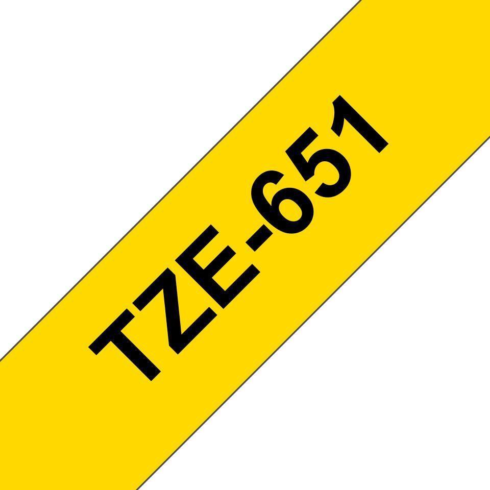 Brother TZE651 24 mm laminiertes Farbband Gelb Schwarz