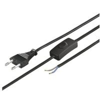 Wentronic Goobay Euro Kabel zum Konfektionieren mit Schalter, 1,5 m, Schwarz, Schwarz - Eurostecker (Typ C, CEE 7/16) > lose Kabelenden (51350)