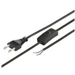 Wentronic Goobay Euro Kabel zum Konfektionieren mit Schalter, 1,5 m, Schwarz, Schwarz - Eurostecker (Typ C, CEE 7/16) > lose Kabelenden (51350)