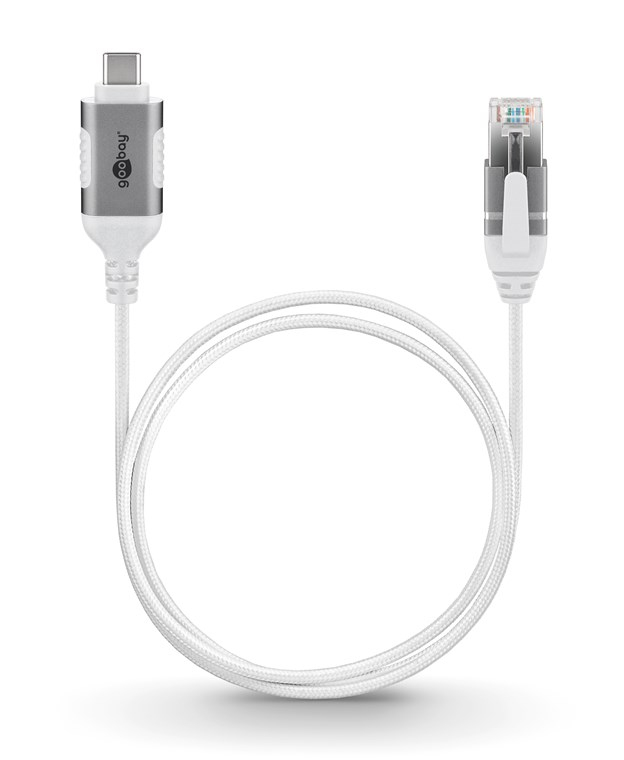 Goobay 74387 Ethernet-Kabel USB-C 3.1 auf RJ45 2 m Weiß