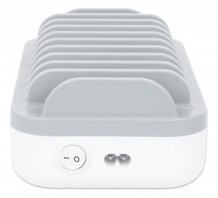 Manhattan 10-Port USB-Ladestation 120 W, 3x USB-C PD, 7x USB-A, Grau/Weiß