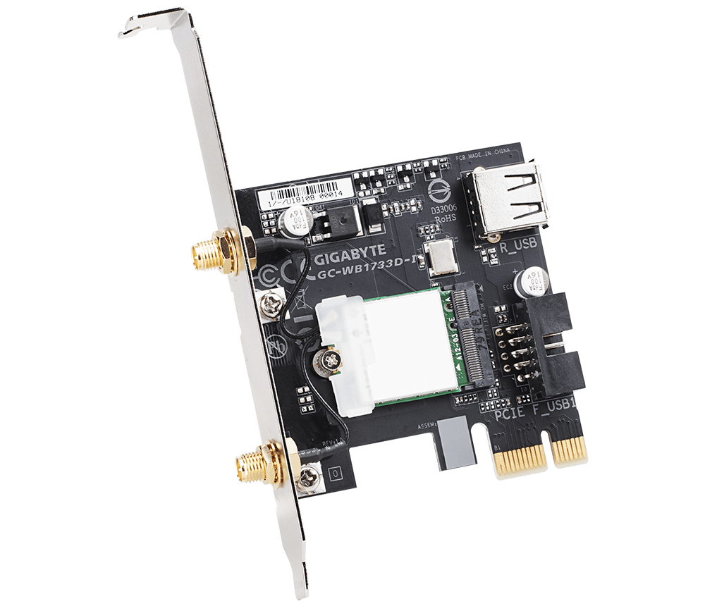 Gigabyte GC-WB1733D-I WLAN- und Bluetooth-Netzwerkkarte, PCIe x1, Wi-Fi 5, 1733 Mbps