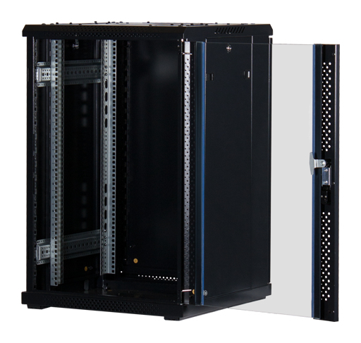 Rockstable RS19-6618 19"-Serverschrank 18 HE Freistehendes Gestell Glastür Schwarz