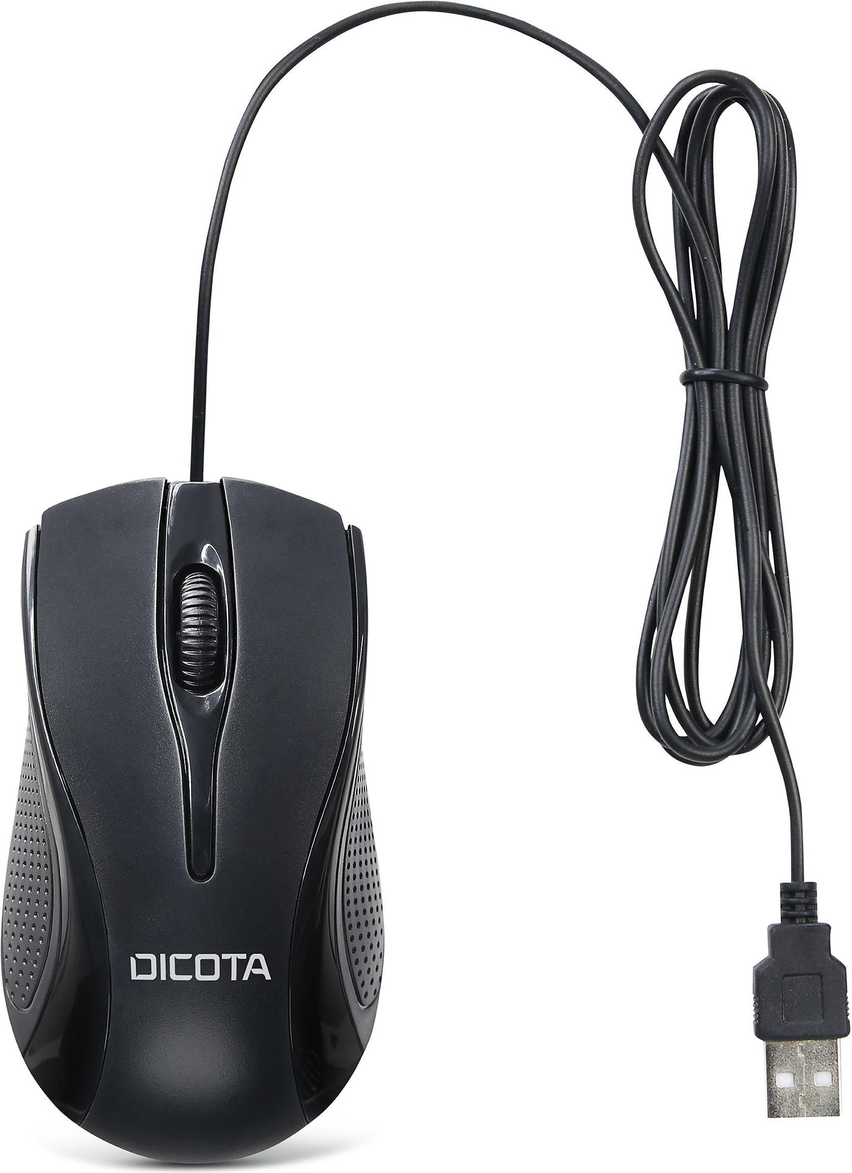 DICOTA D32011 Kabelgebundene Maus USB 3 Tasten 1200 DPI Schwarz