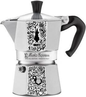 Bialetti Moka Express 90th Anniversary Mokka-Kanne 0,13 l Schwarz, Silber, Weiß