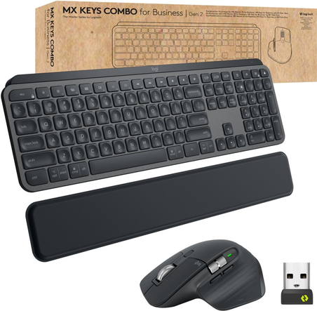 Logitech MX Keys combo for Business Gen 2 Tastatur Maus enthalten RF Wireless + Bluetooth QWERTZ Schweiz Graphit (920-010928)