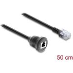 Delock Kabel RJ12 Stecker zu RJ12 Buchse zum Einbau 50 cm schwarz (91086)