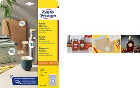 AVERY Zweckform Kennzeichnungs-Etiketten, Durchmesser: 20 mm rund, permanent haftend, Papier unbeschichtet, - 1 Stück (6222-10)