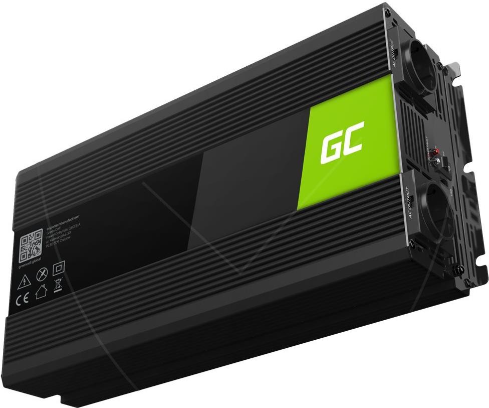 Green Cell INV21 Wechselrichter 24V auf 230V Reine Sinuswelle 3000W Schwarz