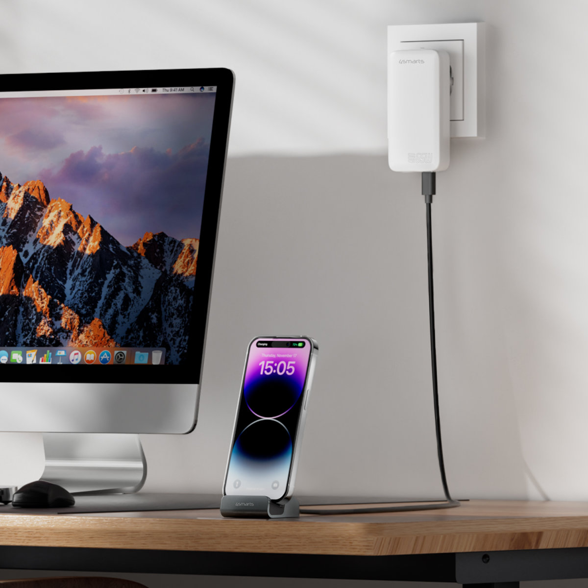 4smarts VoltDock USB-C 60W Ladestation Grau
