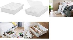 smartstore Aufbewahrungsbox "Bedroller", 60 Liter Box: weiß / Deckel: transparent, mit Rollen, Deckel - 1 Stück (60991)