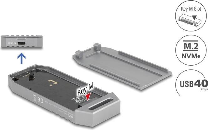 Delock M.2 NVMe SSD Gehäuse USB 40 Gbps - werkzeugfrei (42033) (B-Ware)