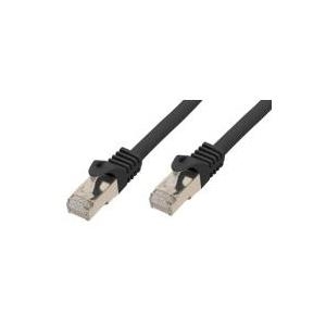 RJ45 Patchkabel mitCat.7 Rohkabel und Rastnasenschutz (RNS®), S/FTP, PiMF, halogenfrei, 600MHz, OFC, schwarz, 0,5m, Good Connections® (8070R-005S)