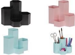 WEDO Multiköcher HONEYCOMB, 4 Fächer, PP, schwarz mit 3 Röhren & 1 Kleinteile-Schale in unterschiedlichen - 1 Stück (245257701)