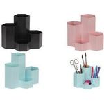 WEDO Multiköcher HONEYCOMB, 4 Fächer, PP, schwarz mit 3 Röhren & 1 Kleinteile-Schale in unterschiedlichen - 1 Stück (245257701)