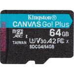KINGSTON 64GB microSDXC Canvas Go Plus Gen4 200R A2 U3 Single Pack w/o ADP (SDCG4/64GBSP)