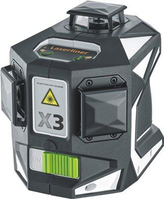 Laserliner Kreuzlinienlaser X3-Laser 3D grün 30m (oE) mit 2xAkku+LG, L-BOXX (036.800L)