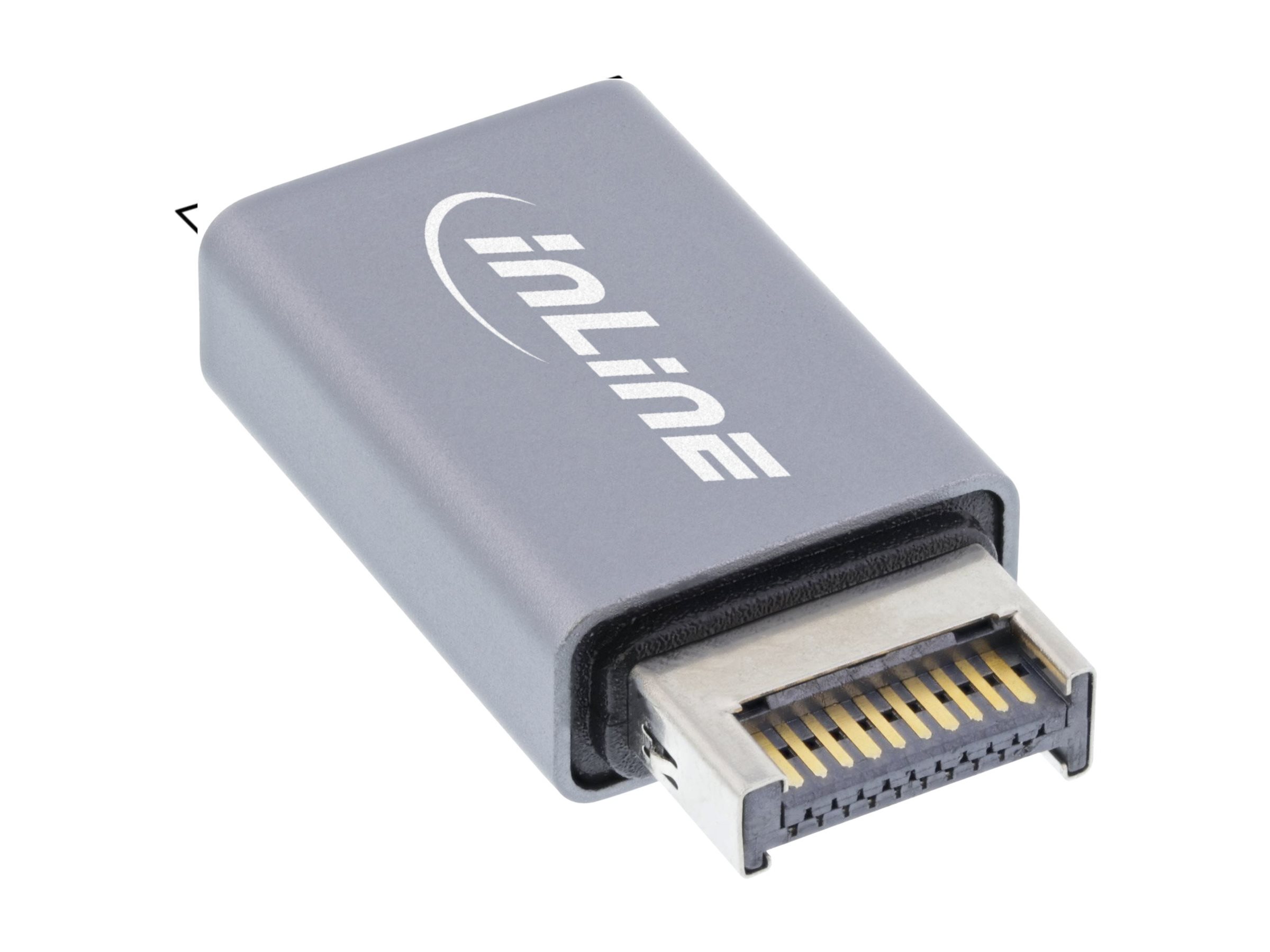 InLine USB 3.2 Adapter intern USB-E Frontpanel zu USB-A Buchse Grau