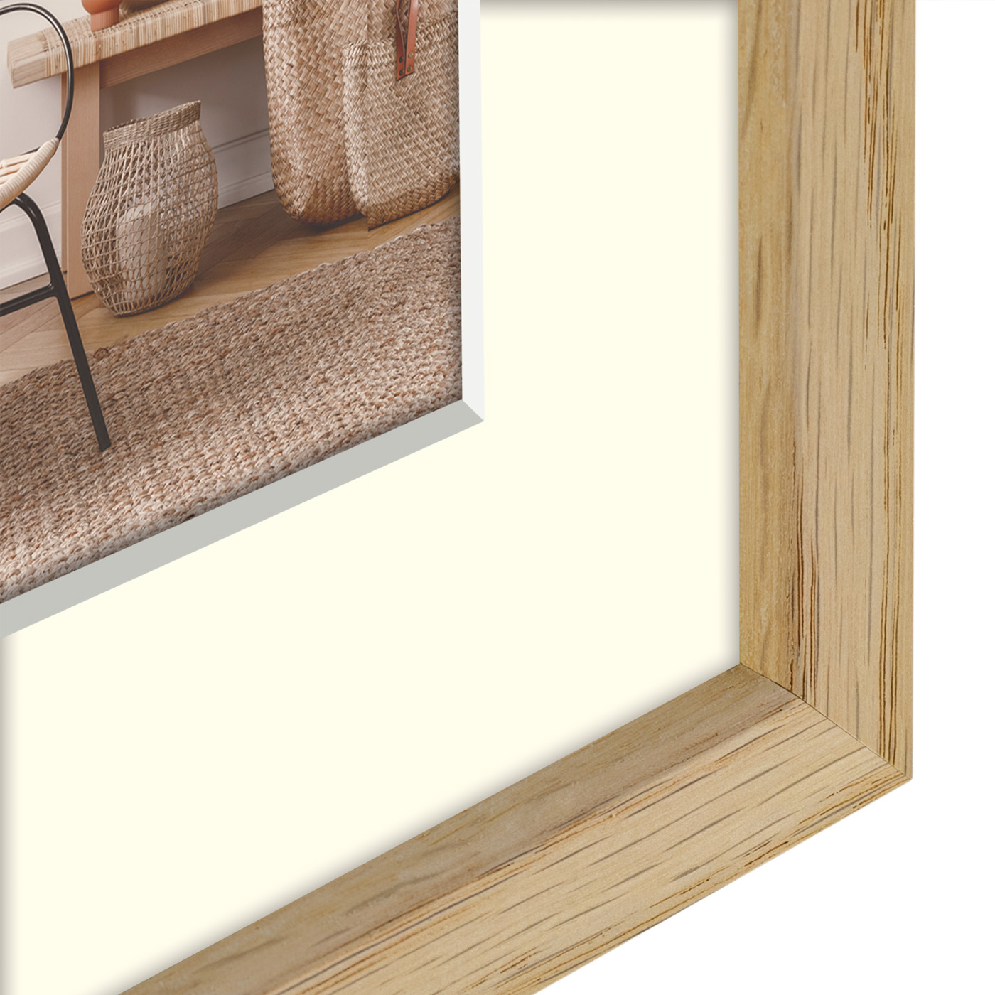 ZEP Malmo V4530N Bilderrahmen 20 x 20 cm mit Passepartout Holz Natürlich