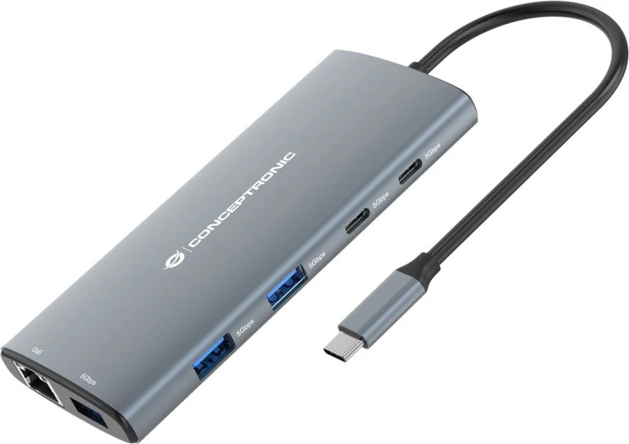 Conceptronic DONN06G 10-in-1 USB-C Dockingstation HDMI 4K 100W PD GbE (DONN06G)