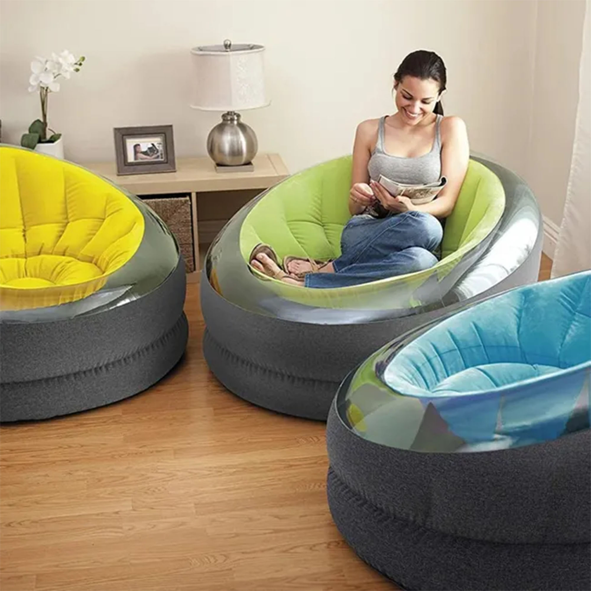 Intex Empire Chair Aufblasbarer Sessel PVC 112 x 109 x 69 cm Grau