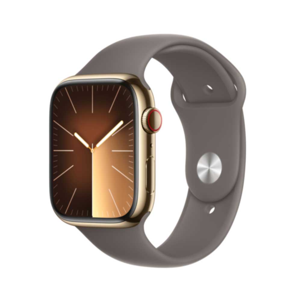 APPLE Watch Series 9 GPS + Cellular 45mm Gold Stainless Steel Case with Clay Sport Band - S/M (MRMR3QF/A)