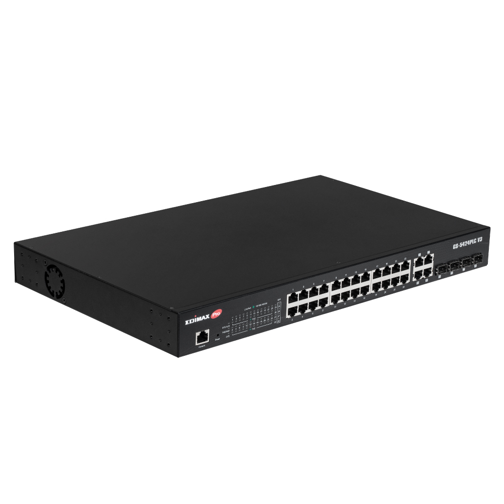 Edimax Pro GS-5424PLC V3 Switch 28 Ports Smart PoE+ Schwarz