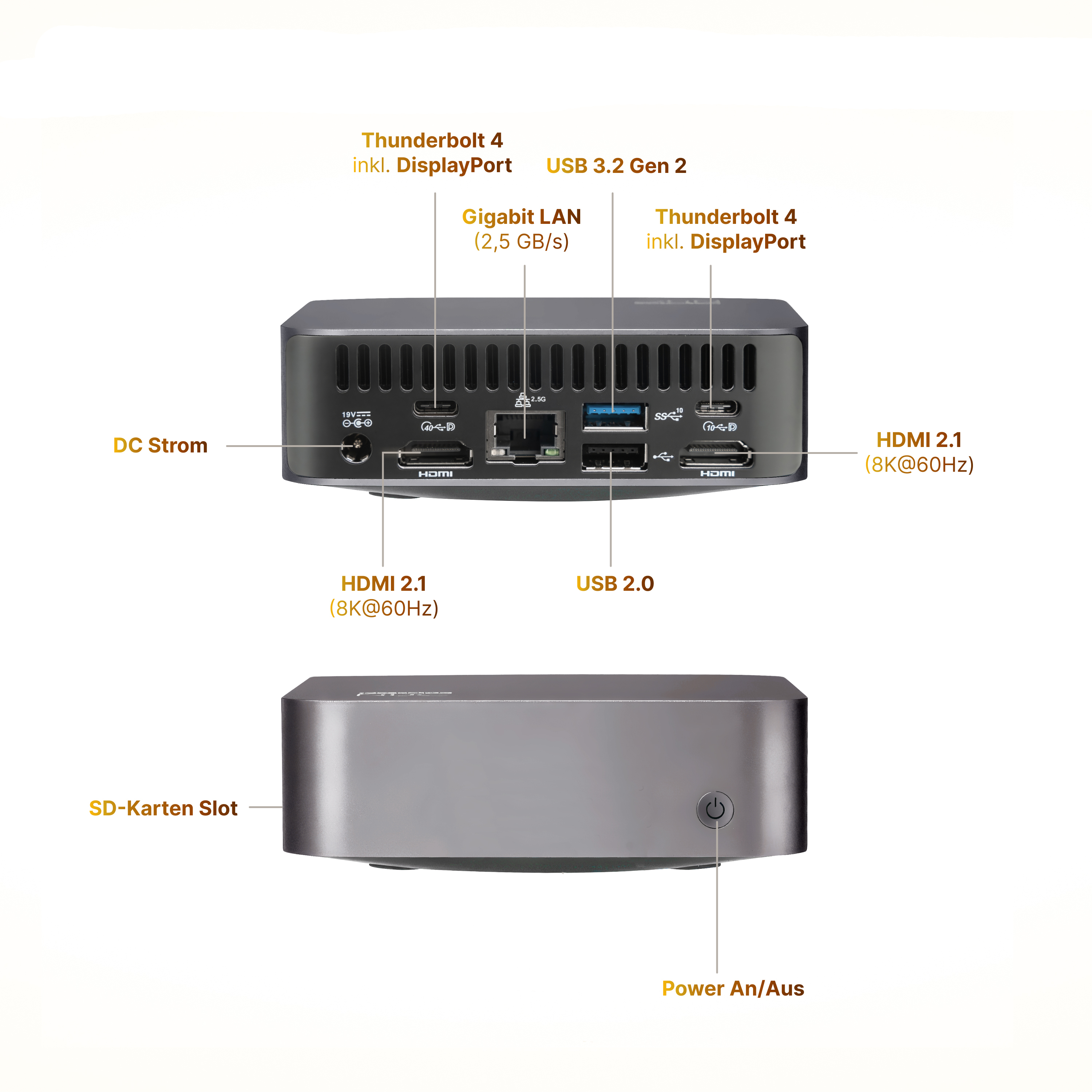 FUTURENUC NUC 14 Mini PC Intel Core Ultra 9 185H 32 GB RAM 1 TB SSD Win 11 Pro Grau Metallic