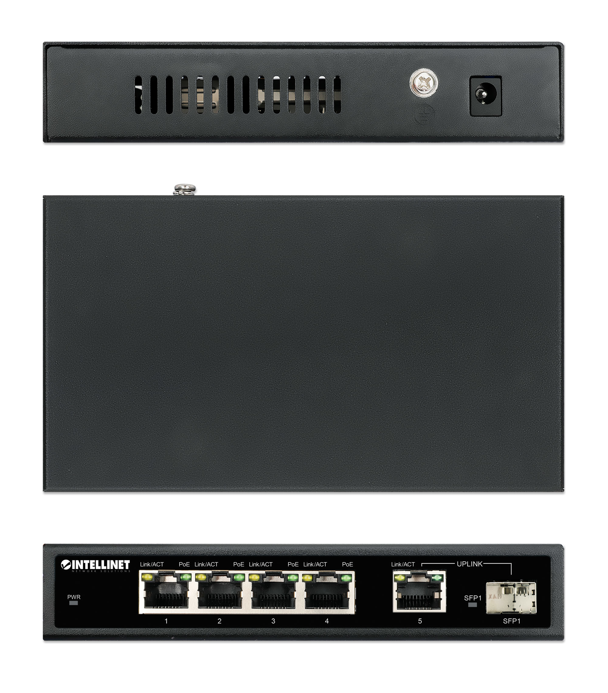 Intellinet 5-Port Gigabit PoE+ Switch mit SFP 91W Schwarz