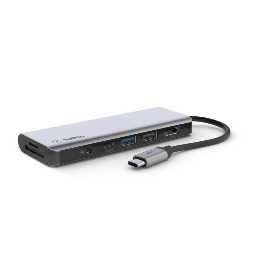 Belkin CONNECT USB-C 7-in-1 Multiport Adapter Silber
