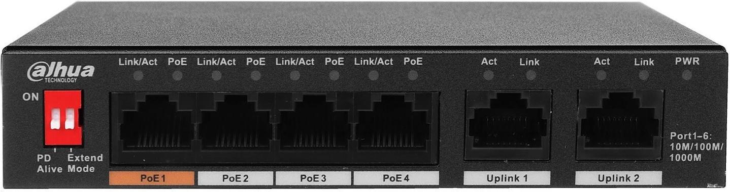 Dahua Technology PFS3006-4GT-60-V2 Gigabit Ethernet (10/100/1000) Power over Ethernet (PoE) Schwarz (PFS3006-4GT-60-V2)