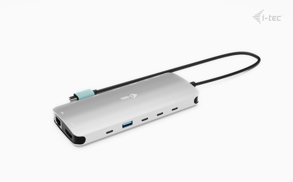 i-tec Nano Dock Dockingstation 2x HDMI USB-C 140 W Grau
