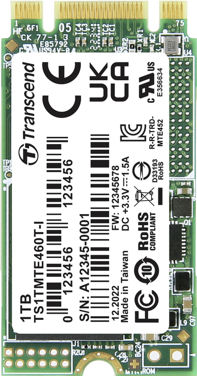 Transcend MTE460T-I M.2 1 TB PCI Express 3.1 NVMe 3D NAND (TS1TMTE460T-I)