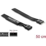 Delock HD Audio Flachbandkabel Mainboard Verlängerungskabel 9 Pin Pfostenstecker zu Pfostenbuchse 50 cm schwarz (86055)