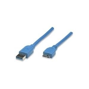 MANHATTAN SuperSpeed USB Anschlusskabel USB A auf USB Micro B, 2 m, blau (325424)