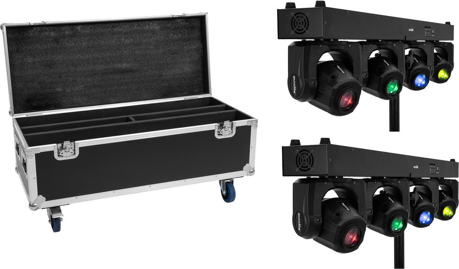 EUROLITE Set 2x LED TMH Bar S120 Moving-Head Spots + Flightcase mit Rollen