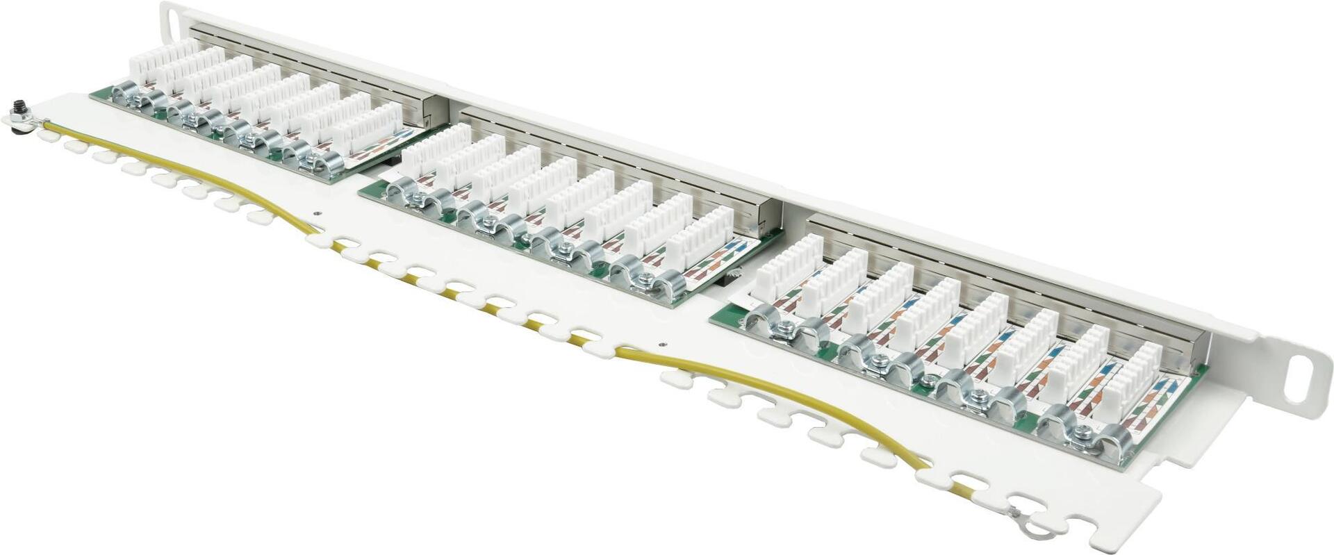 Patchpanel 48,30cm (19") Cat. 6, 24-Port, 0,5 HE, STP geschirmt, werkzeugloses Öffnen, Reinweiß (RAL9010), Goo (GC-N0137)