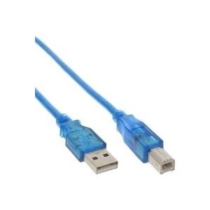 InLine® USB 2.0 Kabel, A an B, blau-transparent, 3m (34535B)