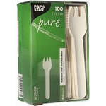 PAPSTAR Papier-Kuchengabeln "pure", Länge: 127 mm, weiß aus lebensmittelechtem Papier, FSC-zertifiziert, stabil, - 1 Stück (88239)