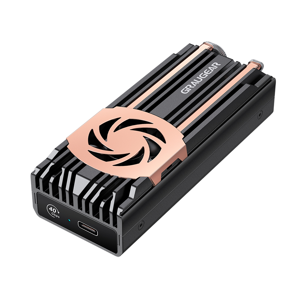 GrauGear M.2 NVMe SSD-Gehäuse USB4 40 Gbit/s Aluminium mit Lüfter Schwarz