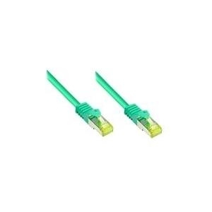 RJ45 Patchkabel mitCat.7 Rohkabel und Rastnasenschutz (RNS®), S/FTP, PiMF, halogenfrei, 600MHz, OFC, grün, 40m, Good Connections® (8070R-400G)