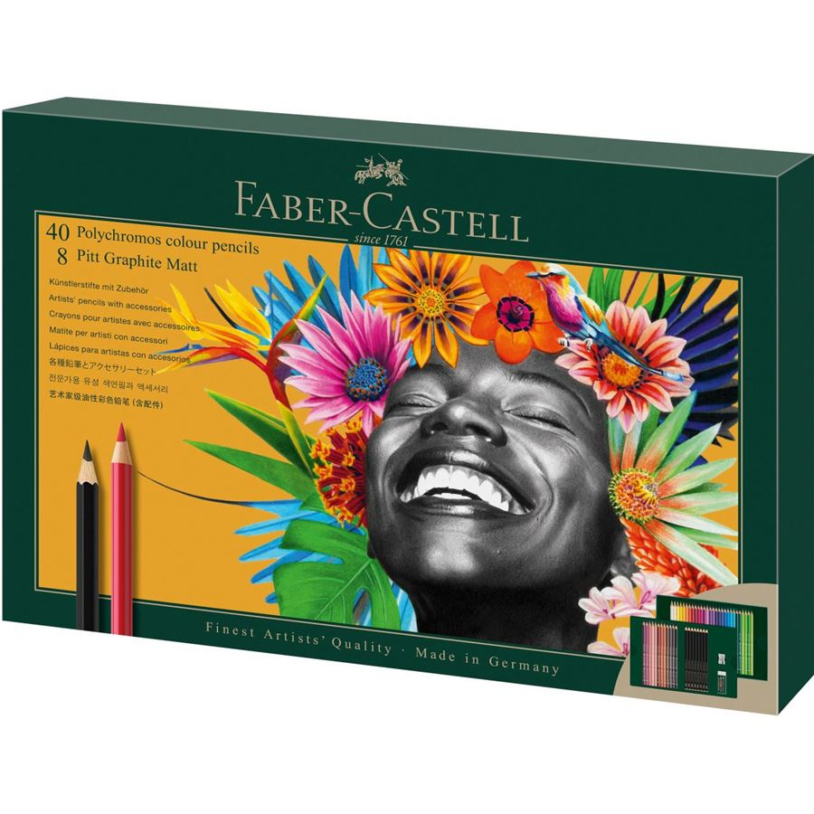Faber-Castell Polychromos & Pitt Graphite Matt Malset, 50 Teile, Mehrfarbig