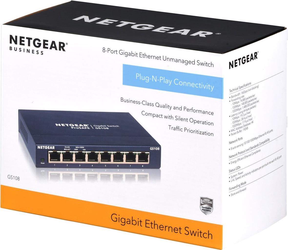 NETGEAR ProSafe GS108 8-Port Gigabit Ethernet Switch Blau