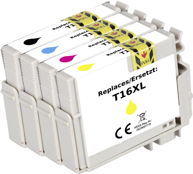 Renkforce Tinte Kombi-Pack ersetzt Epson 16XL (C13T163640) Kompatibel Schwarz, Cyan, Magenta, Gelb RF-I-E-16XLBKCMY4PK RF-5718868 (RF-5718868)