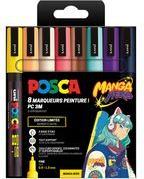 POSCA Pigmentmarker PC-3M, 8er Set MANGA HERO wasserfest, lichtbeständig, geruchsfrei, Rundspitze, - 1 Stück (PC3M/8APF ASS85)