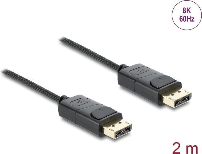 Delock Koaxiales DisplayPort Kabel 8K 60 Hz mit Geflechtmantel (81674)